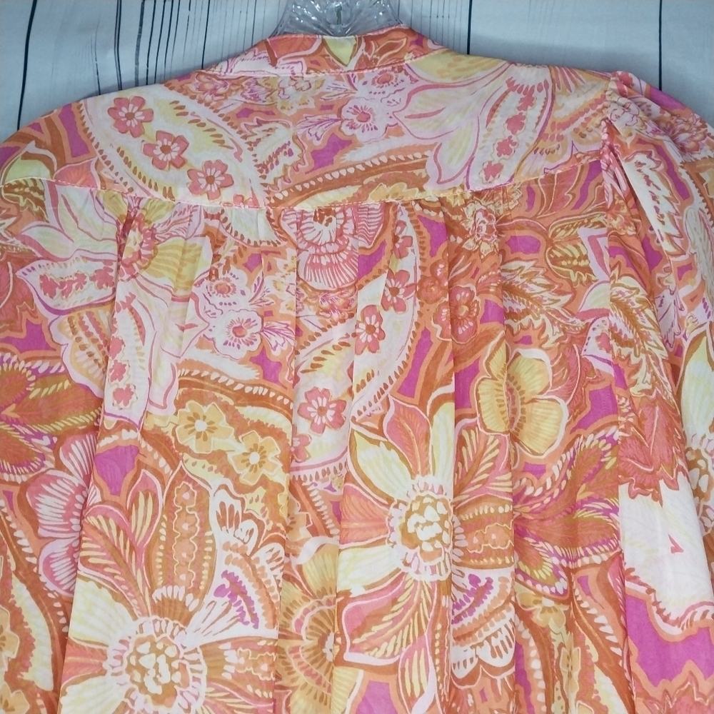 Vici Collection Maggie Floral Chiffon Button Up Hippie Retro 70’s Shirt - Picture 10 of 10